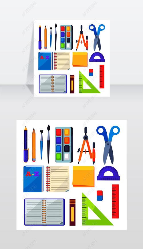 套裝文具用品 圓規(guī)與分度器的矢量圖應(yīng)用與意義